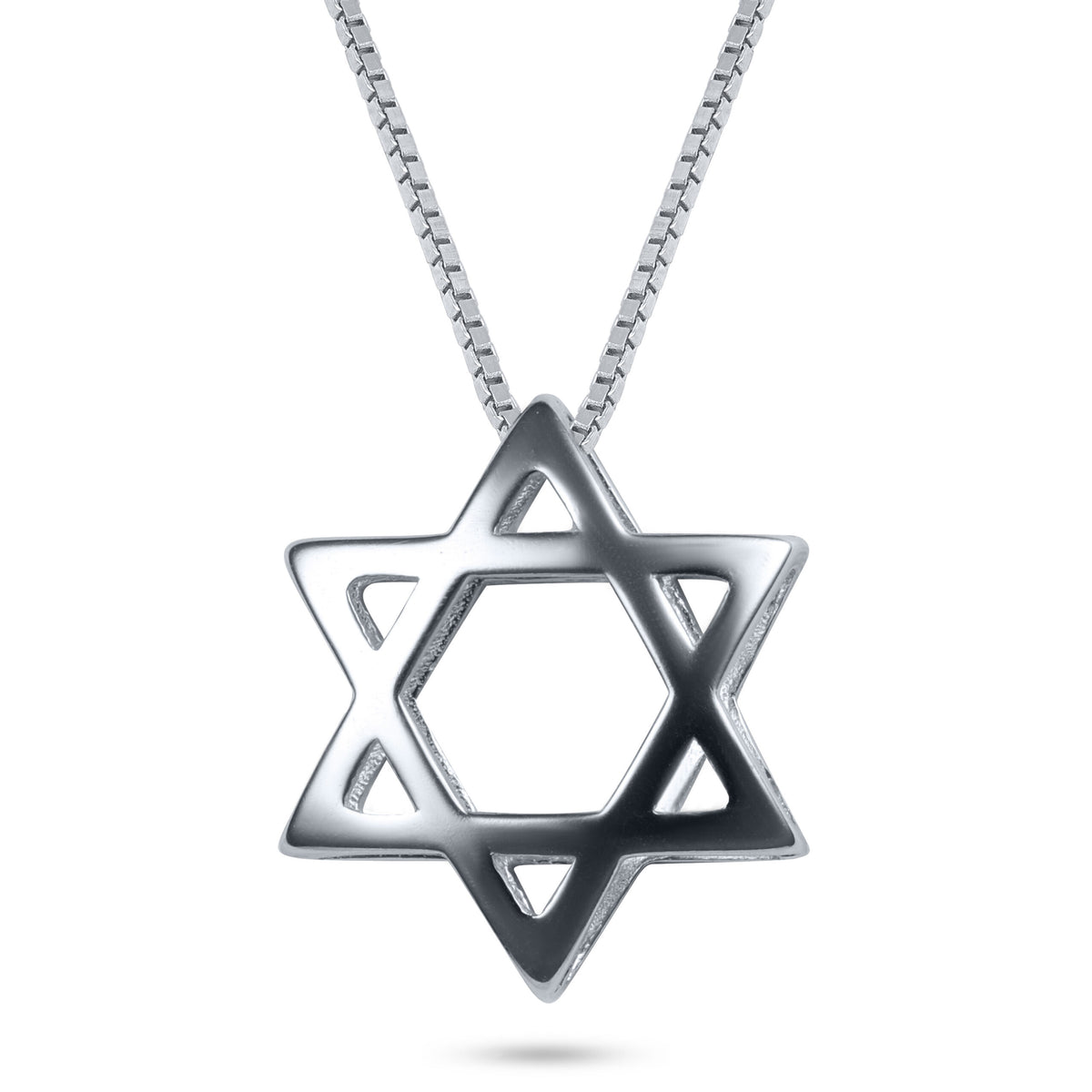 שרשרת כסף 925  תליון מגן דוד תלת מימד
