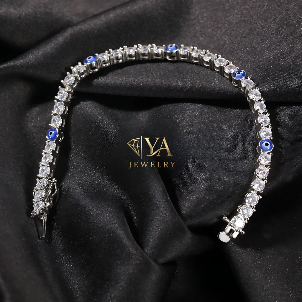 צמיד טניס עין כחולה כסף 925