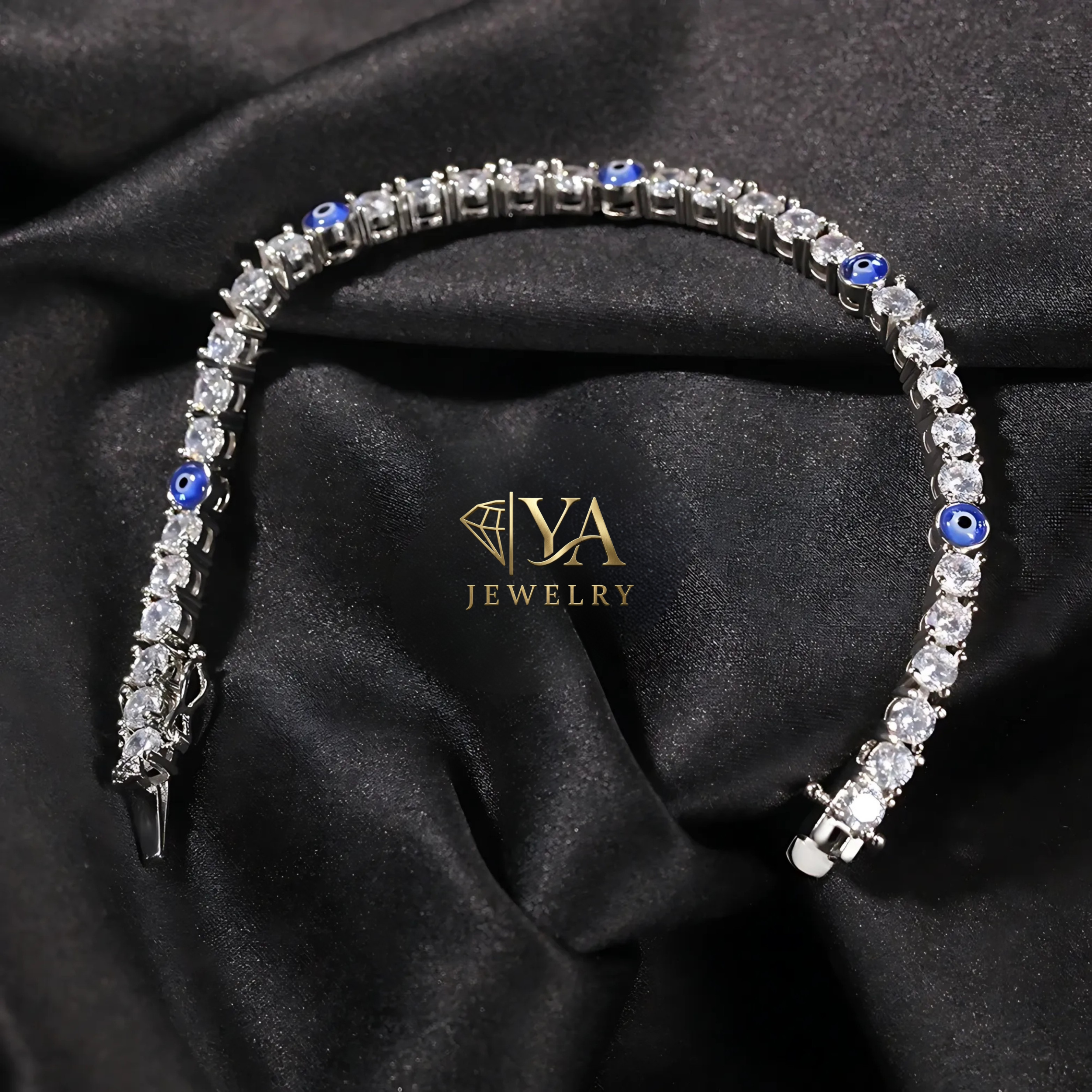 צמיד טניס עין כחולה כסף 925