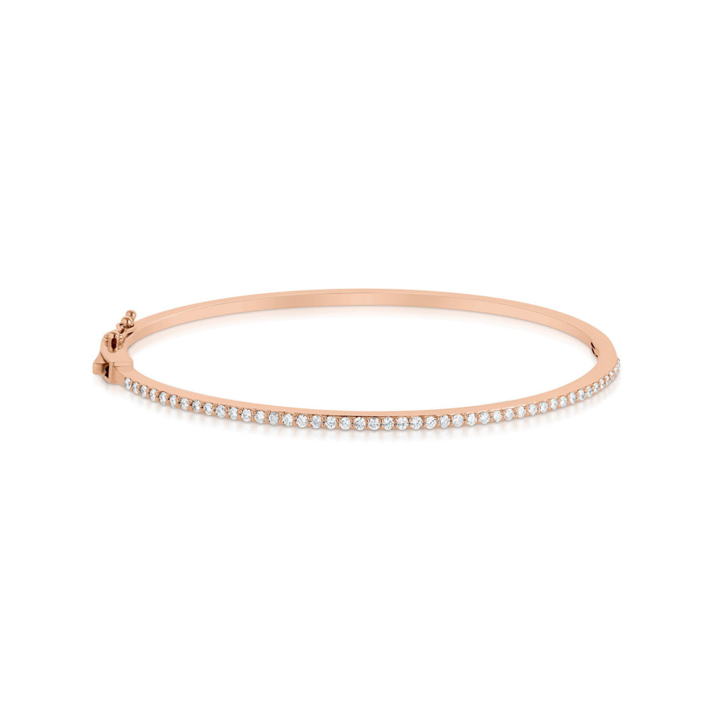 צמיד קשיח כסף 925 רוז גולד עם זרקונים – Elegant Spark Bangle