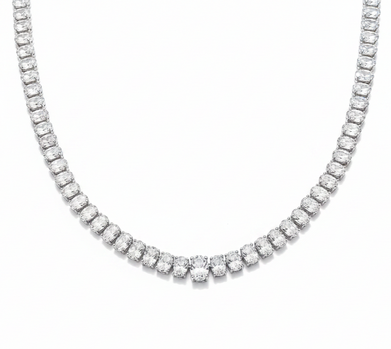 שרשרת טניס יוקרתית בציפוי רודיום – Silver Elegance