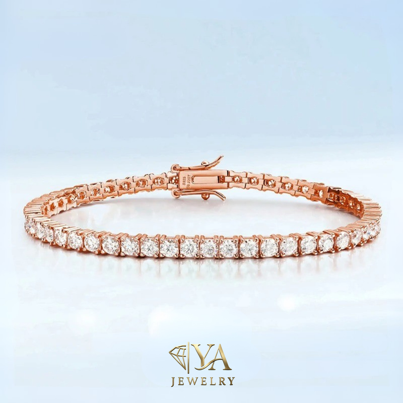 צמיד טניס רוז גולד 925