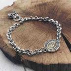 צמיד גורמט כסף 925 לגבר עם מטבע צלב וכתר