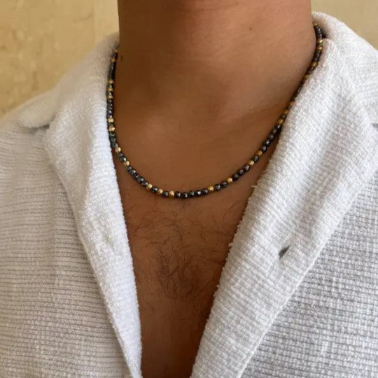 שרשרת לגבר חרוזים עין הנמר