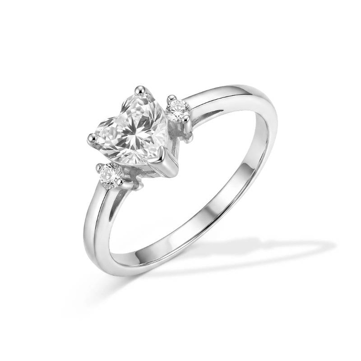 925 sterling silver heart and zirconia ring