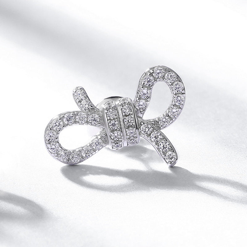 עגילי פפיון כסף 925 משובצים בזירקוניה