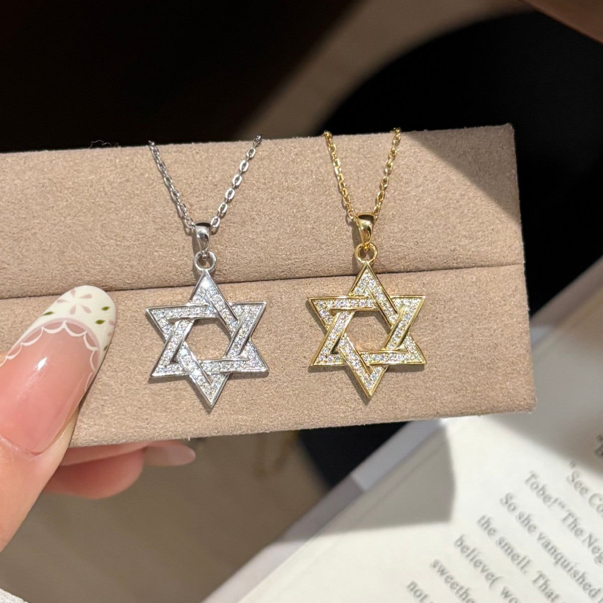 שרשרת מגן דוד כסף 925 עם מויסנייט
