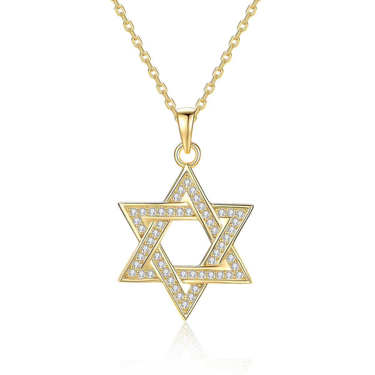 שרשרת מגן דוד כסף 925 עם מויסנייט