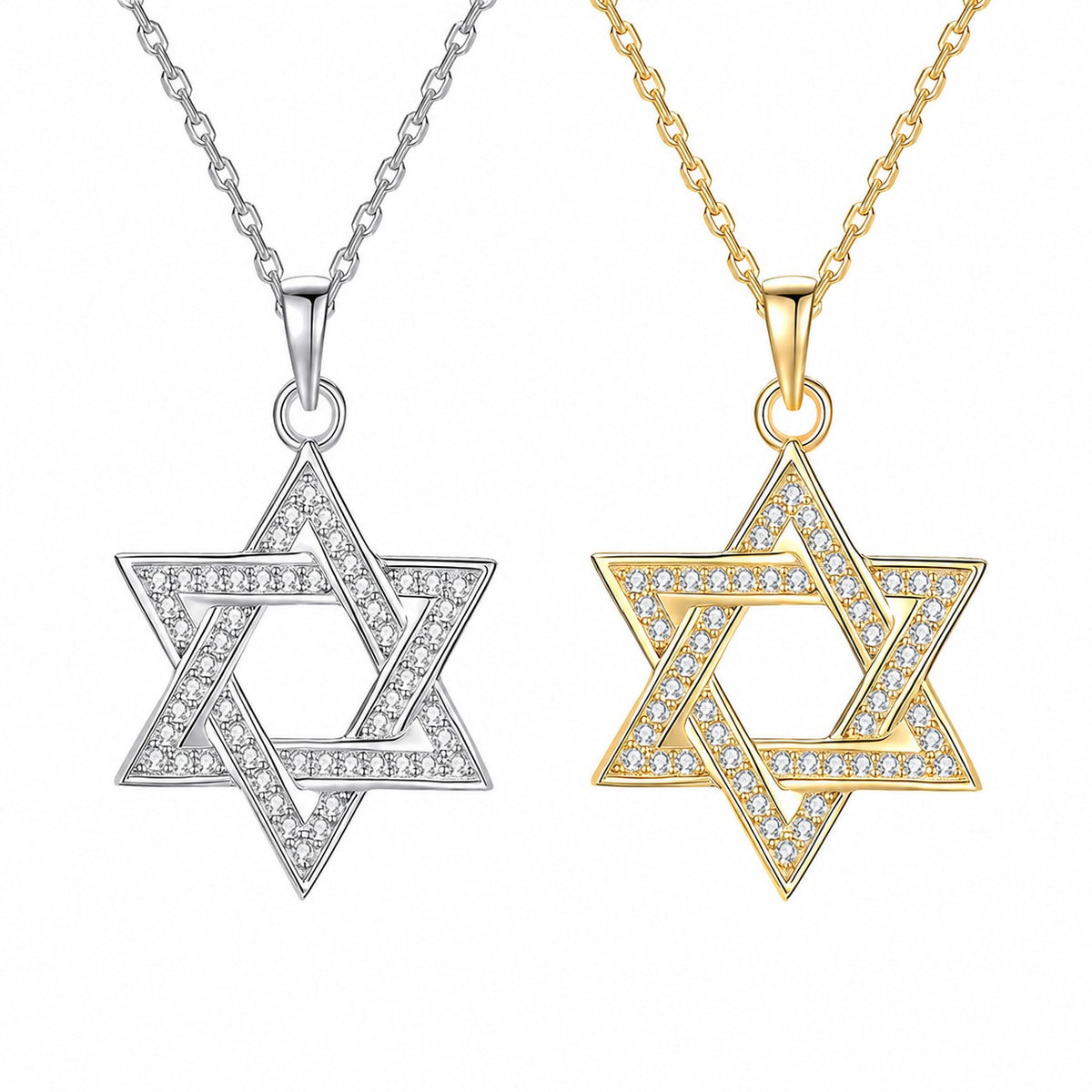שרשרת מגן דוד כסף 925 עם מויסנייט