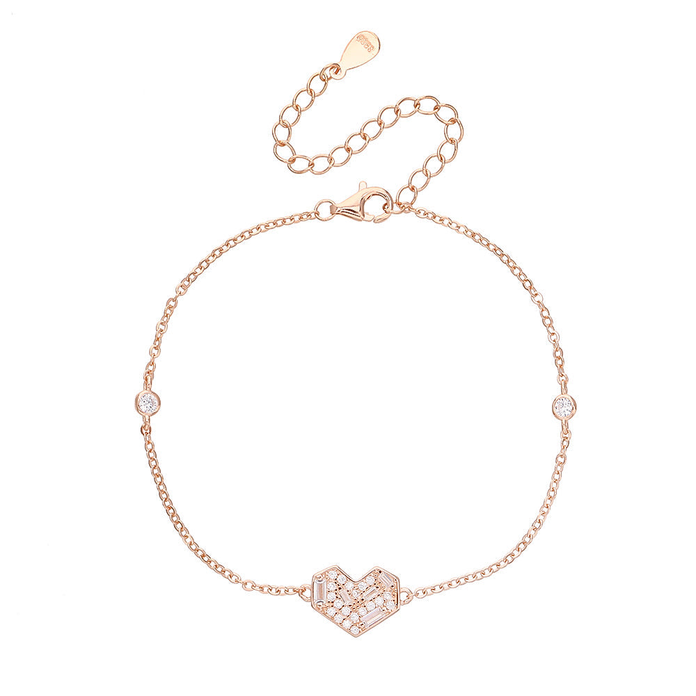 צמיד לב נוצץ רוז גולד