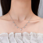 שרשרת טיפה יוקרתית משובצת מויסנייט – כסף 925