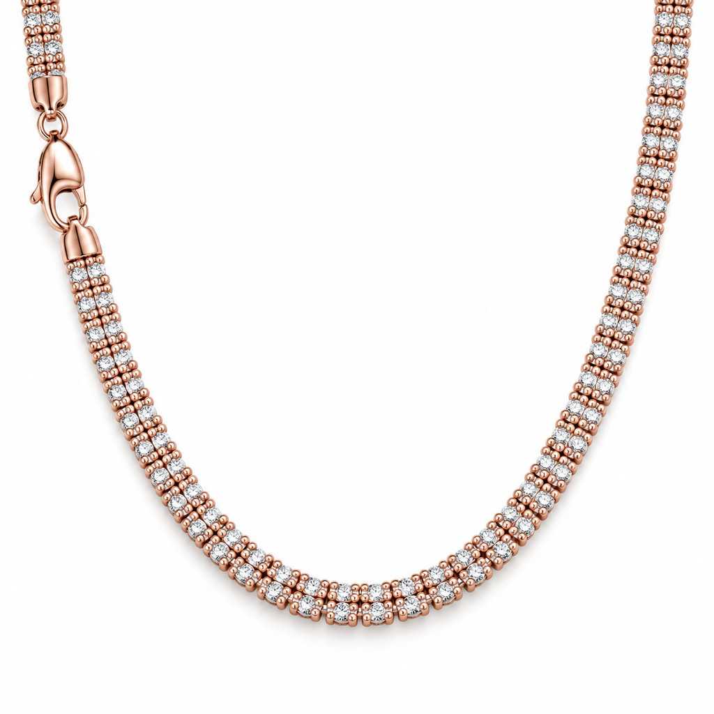 שרשרת Moon Chain יוקרתית מכסף 925 – ציפוי רוז גולד 18K