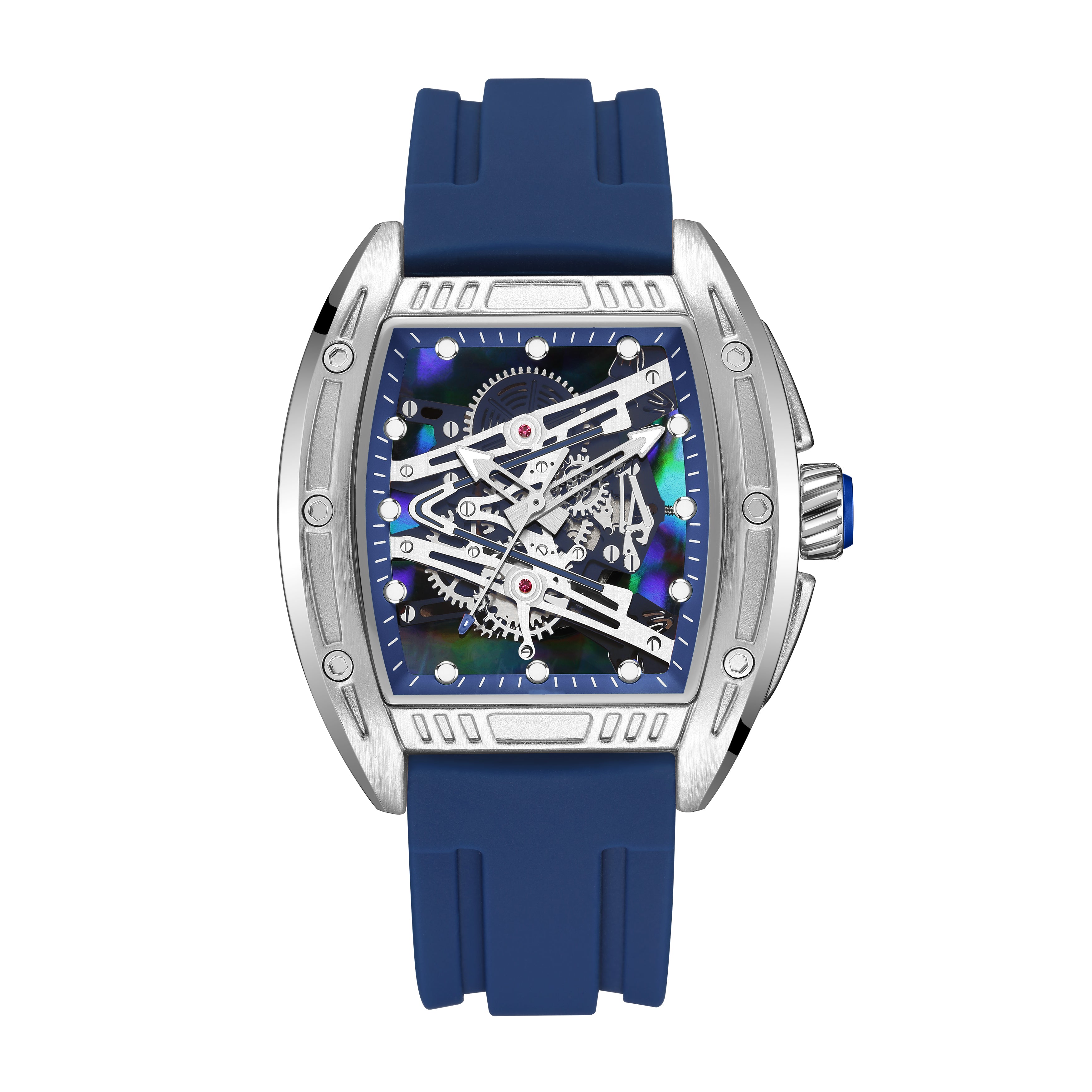 שעון Skeleton יוקרתי לגבר – Blue Silver
