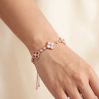 Pink Flower 925 Sterling Silver Bracelet – Rose Gold
