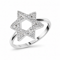 טבעת מגן דוד מכסף עם אבני זרקון