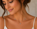 שרשרת עין כחולה עדינה בציפוי רוז גולד