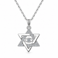 שרשרת מגן דוד ועין משובצת מויסנייט מכסף 925