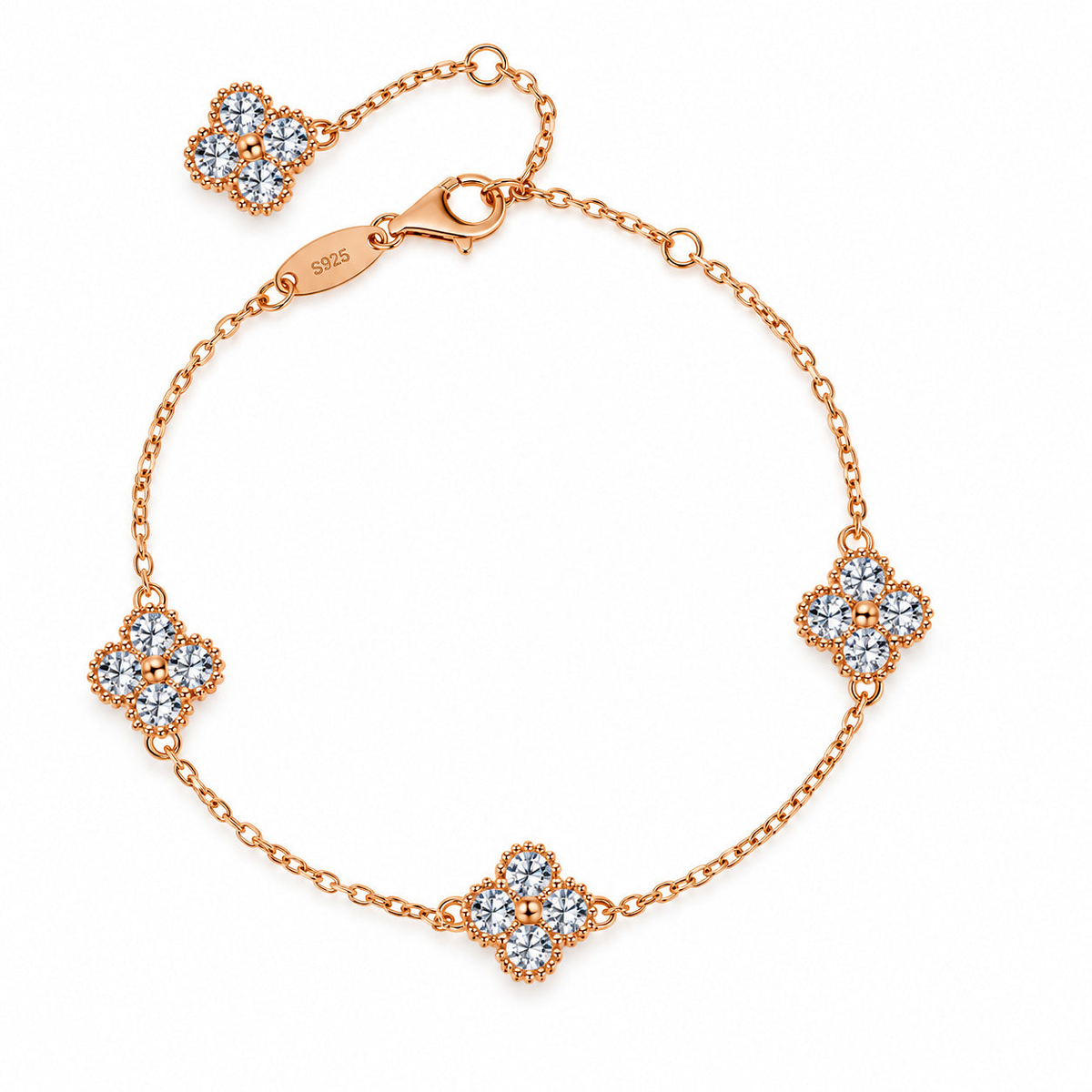 2.4 Carat Moissanite Flower Bracelet in 925 Sterling Silver