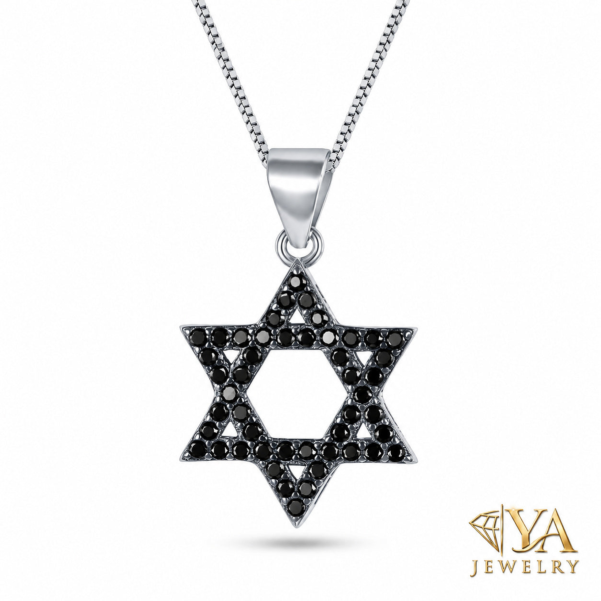 שרשרת מגן דוד משובץ זירקונים מכסף 925