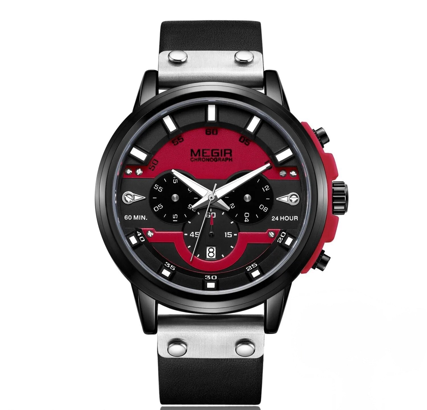 שעון MEGIR Chronograph לגבר – Black Red Sport